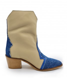 Thunder Boots In Beige & Blue